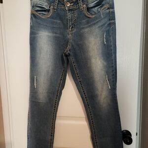 Seven7 Distressed Blue Skinny Jeans